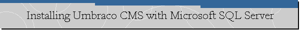 Installing Umbraco CMS with Microsoft SQL Server