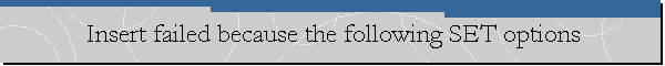 Insert failed because the following SET options