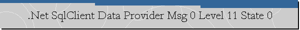 .Net SqlClient Data Provider Msg 0 Level 11 State 0