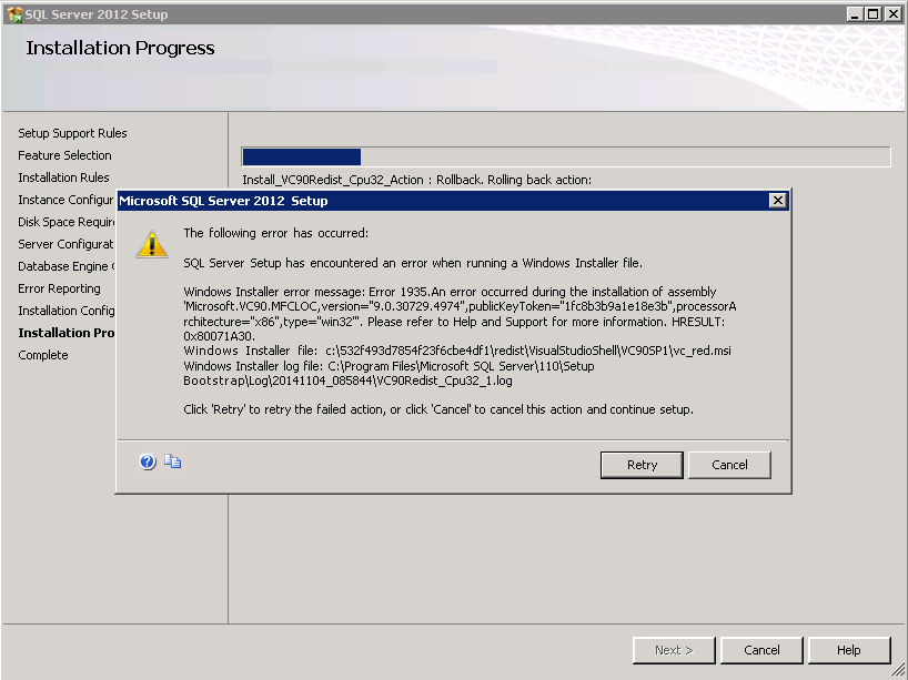 pc error 1935 microsoft vc80 alt type win 32